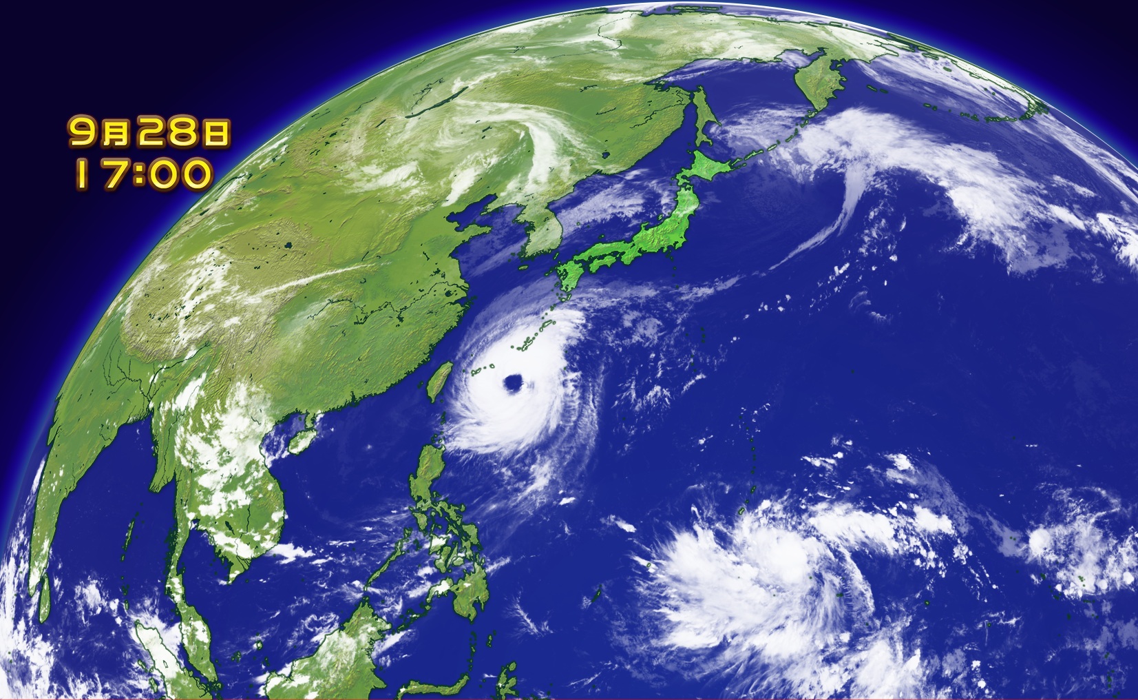 大型で非常に強い台風24号が沖縄地方へ進んできています。 渦を巻く発達した雲に、大きな眼。 衛星画像を見ても、すごい存在感です。